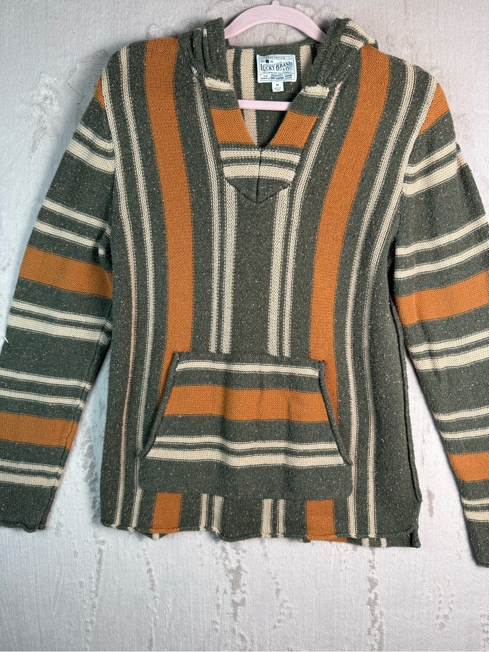Lucky Brand Baja Hoodie Womens M Striped Boho Southwest Pullover Festival - Picture 4 of 9